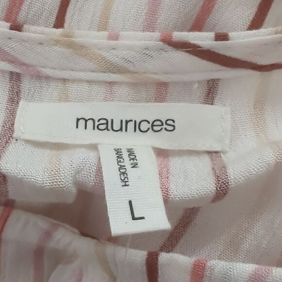 NWT Maurices Pink and White Striped Blouse - Picture 5 of 6